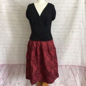 Dress Barn Collection Red and Black V-Neck Formal Dress - Size 12